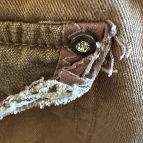 Women's distressed A-Line Skirt in Tan with embroidery and so many details! EUC - Picture 9 of 16